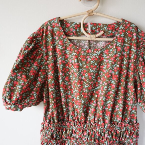 Free People Pennie Floral Print Puff Sleeve Summer Mini Dress‎ Boho Women S - Picture 2 of 10